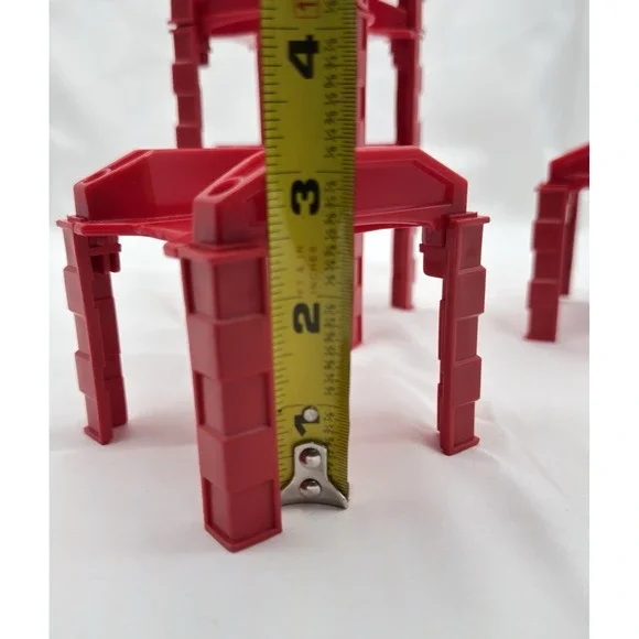 Wooden Train Track Red Stacking Support Risers Fits Major Brands Lot of 4 - Picture 7 of 7